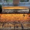 Rustic Textured Desk | Riser Shelf For Monitor | Lights in Desk | Reclaimed Wood | Home or Office Use - Image 2