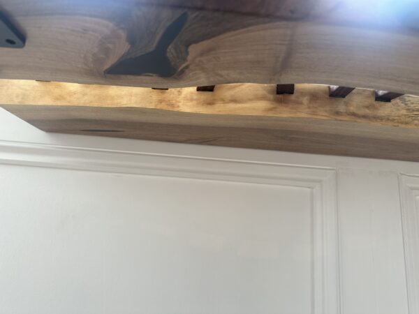 English Walnut wood stitched radiator console table - Image 4