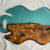 Handcrafted Olive Wood & light Blue Resin Charcuterie Board - Image 2