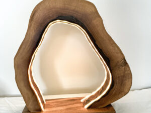 Italian Walnut Wood Cookie Trunk Slice LED Ambience Lamp /  Display Light