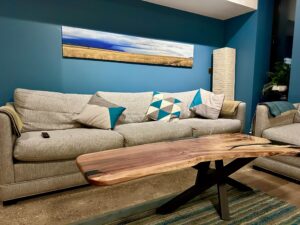 Custom Applewood Resin Slab Coffee Table