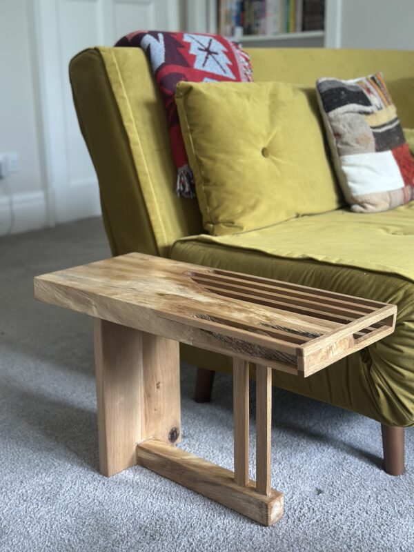 British Hornbeam and Oak Stitched and Squared Rustic Side Table - Image 8