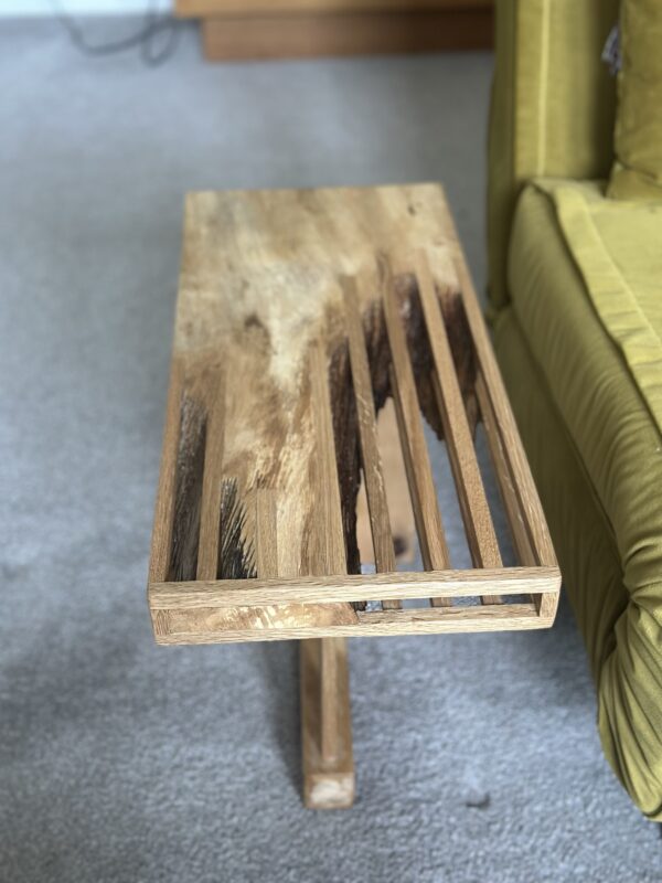 British Hornbeam and Oak Stitched and Squared Rustic Side Table - Image 7
