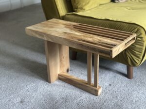 British Hornbeam and Oak Stitched and Squared Rustic Side Table