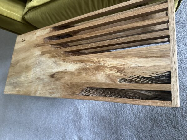 British Hornbeam and Oak Stitched and Squared Rustic Side Table - Image 3