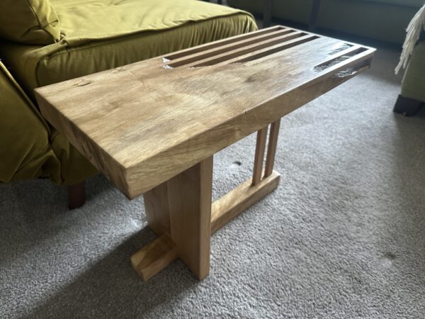 British Hornbeam and Oak Stitched and Squared Rustic Side Table - Image 2