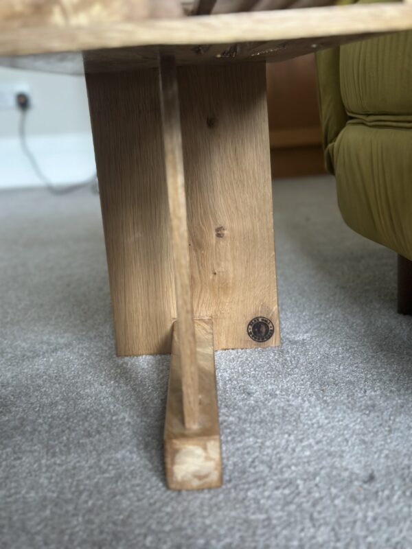 British Hornbeam and Oak Stitched and Squared Rustic Side Table - Image 5