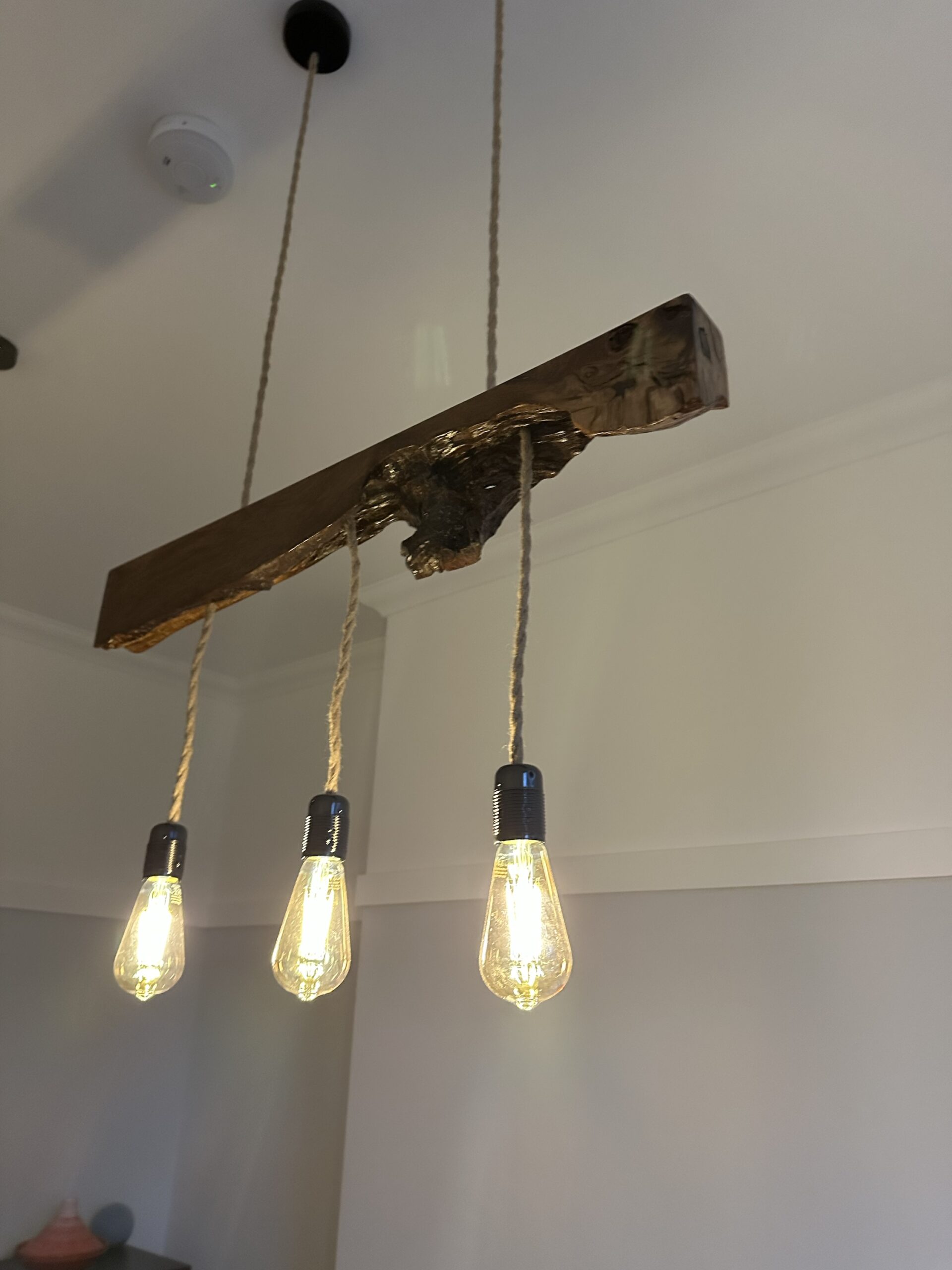 UK Scottish Handmade Rustic Brown Oak Live Edge Pendant Chandelier - Image 5