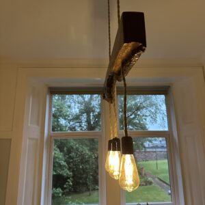 UK Scottish Handmade Rustic Brown Oak Live Edge Pendant Chandelier