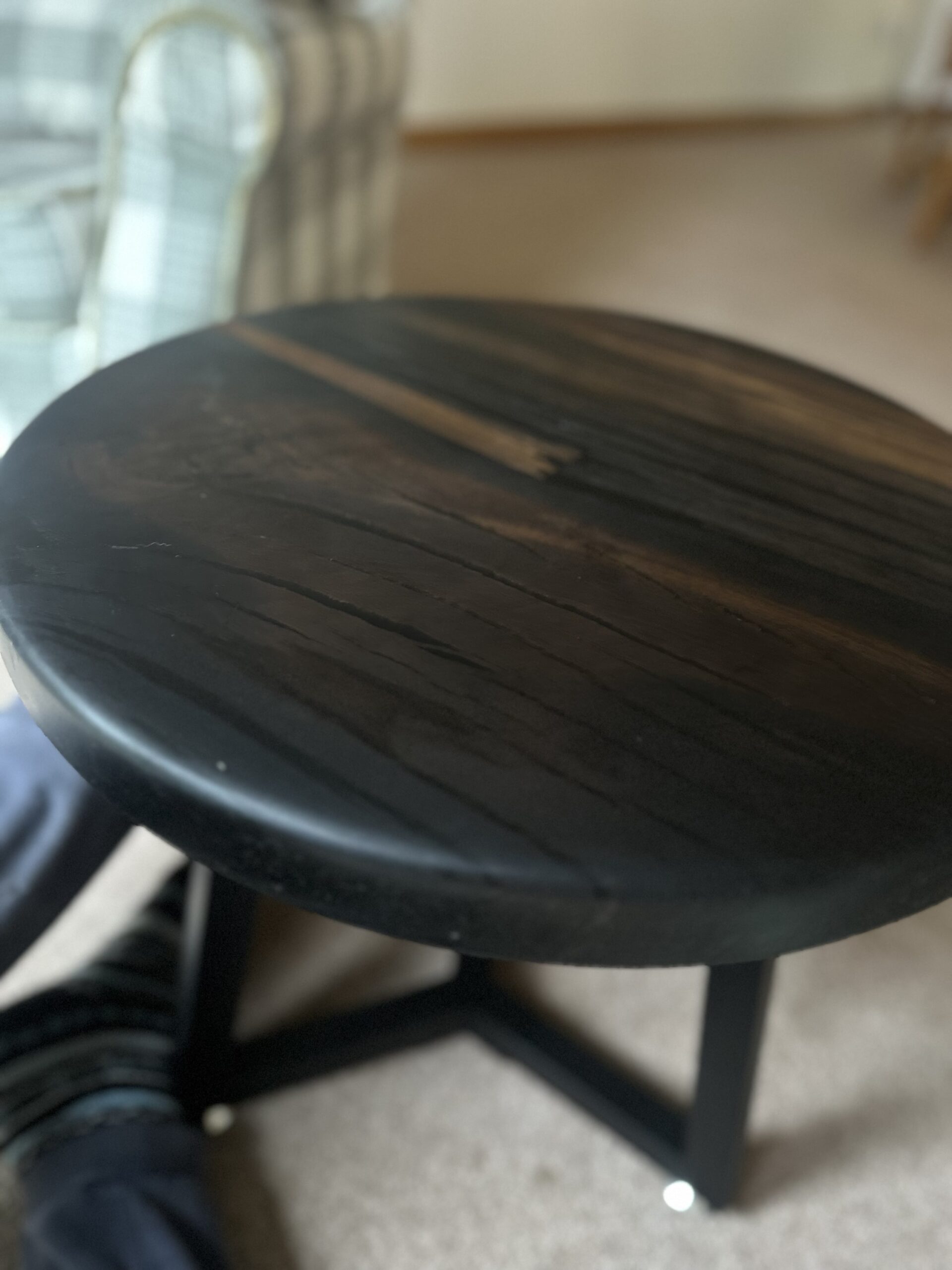 Round Bog Oak and Resin Side Table or small coffee table, hand made in Scotland. - Image 2